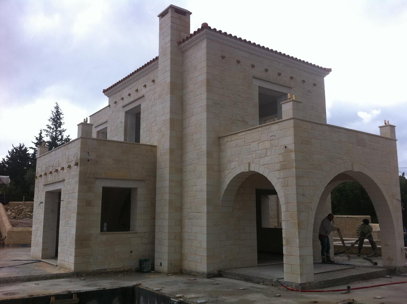 Stone houses in Crete- Construction of a sea view stone house in Chania